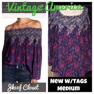 🌻NWT VINTAGE AMERICA MED PAISLEY TOP